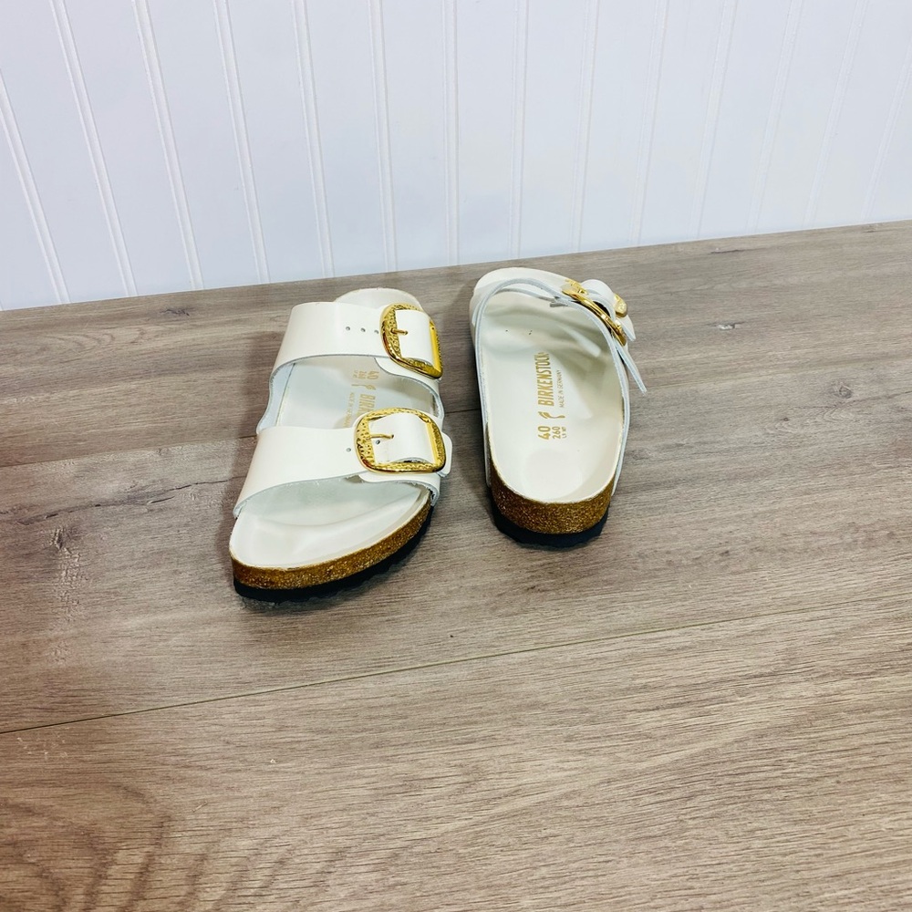 Use women BIRKENSTOCK ARIZONA BIG BUCKLE SLIDE SANDAL HIGH SHINE size 40 - Picture 8 of 13